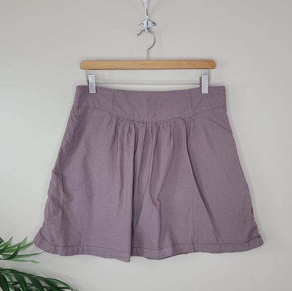 LOFT | Brown Cotton A-line Skirt - Picture 2 of 5